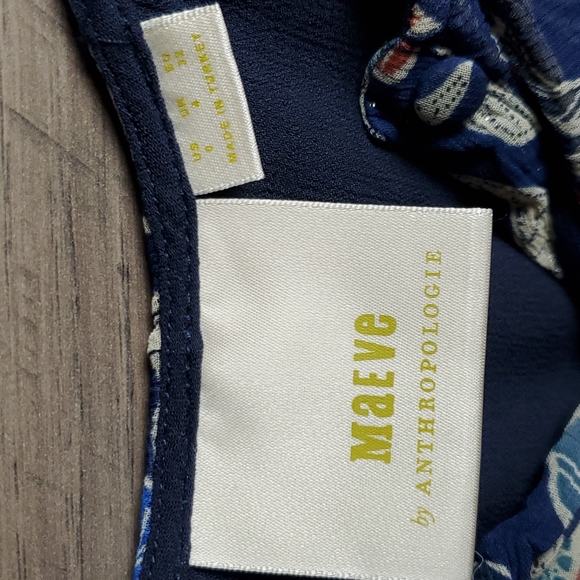 Anthro Maeve Mariposa Blue Pattern Button Front Tank - Picture 3 of 11